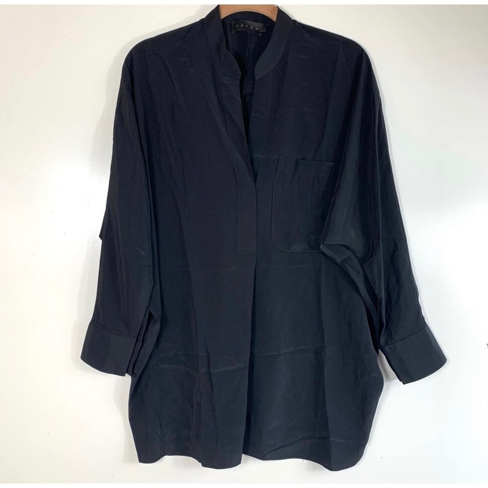 Hatch Maternity Black Silky Blouse Top Size 1